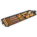 Plancha �lectrique xxl barbecue electrique - rev�tement anti - adh�sif surface mixte thermostat r�glable ...
