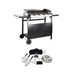 Plancha gaz 4 br�leurs inox 10kw avec chariot et ustensiles