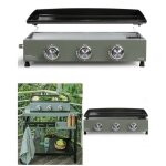 Plancha gaz - barbecue - 3 brleurs - acier maill - 62x345 cm - allumage automatique