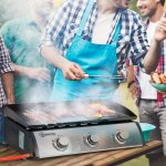 Plancha gaz barbecue � gaz en acier inox 3 br�leurs 9 kw antiadh�sive grande surface de gril 61 x 355 ...
