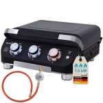 Plancha � gaz avec couvercle - skandika palo - plaque de cuisson � 3 br�leurs barbecue � gaz transportable ...