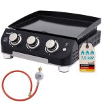 Plancha � gaz - skandika palo - plaque de cuisson � 3 br�leurs barbecue � gaz transportable avec plaque ...