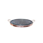 Plancha grill ronde - le barbecue gaulois -  37 cm - pierre ollaire - cuisson saine - durable