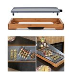 Plancha - livoo - armature bois - 2200w - double zones - revtement cramique antiadhsif