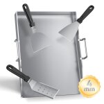 Plancha plaque de cuisson en acier inoxydable - 40 x 30 x 4 cm - barbecue  gaz et au charbon de bois ...