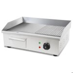 Plancha professionnelle - vertes - 3000w - inox - surface de gril lisse & rainure 55x35cm - thermostat ...