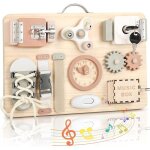 Planche dactivit� montessori - zuuko - 30x5x20 cm - 12 activit�s - d�veloppement motricit� fine