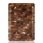 Planche  dcouper en bois dacacia - fabrique  la main en bois end grain - avec pieds antidrapants ...