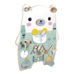 Planche de motricit - janod - pure busy board ourson blanc - 10 activits - scuris - mixte