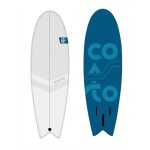 Planche de surf mousse 510 - coasto - type fish - noyau eps - latte 2x bois - bleu