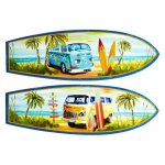 Planche de surf - vintage - set de 2 - bois mdf - 60cm - d�coration murale