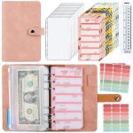 Planificateur de budget classeur a6 carnet en simili cuir avec 12 classeurs cahiers rose - mcj