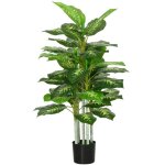 Plante artificielle calathea homcom hauteur 120 cm pot ciment 53 feuilles - int�rieur