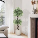 Plante artificielle dext�rieur simulation r�aliste de ficus benjamina avec bords blancs150cm