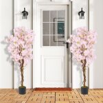 Plante artificielle extrieur - relax4life - lot de 2 - 150cm - pot en plastique rempli de ciment - feuilles ...