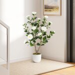 Plante artificielle extrieur - relax4life - 90cm - pot rempli de ciment - 16 fleurs clatants - 116 ...