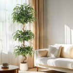 Plantes artificielles ficus - 180 cm - grand figuier de bouleau vert en pot - grandes plantes en pot ...