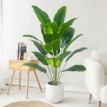 Plante artificielle grand palmier tropical ? 1 pice ? feuilles en plastique haut de gamme ? dco maison ...