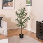 Plante artificielle interieur - relax4life - 130cm - faux olivier en pot - branches rglables - fruits ...