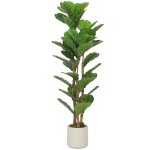 Plante artificielle int�rieure - homcom - figuier lyre - pot en plastique et tronc en bois massif - 120 ...