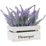 Plante artificielle en pot - violet - lavande - r�tro - jardini�re en bois - d�coration pour balcon salon ...