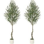 Plantes dolivier artificielles en plastique - 180cm - en pot blanc - pour la maisonsalonchambre � coucherburea ...