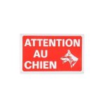 Plaque - attention chien - rouge et blanc - 16 x 10cm