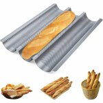 Plaque � baguette antiadh�sive perfor�e cuisson de 3 mini baguettes po�le � pain fran�ais. label