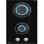 Plaque de cuisson gaz - zig - zag territoires - 30 cm - 2 feux - 4300w - design int�gr�