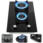 Plaque de cuisson  gaz - 2 foyers - verre tremp - 4200 w - scurit thermocouple - gaz naturel / propane ...