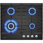 Gasland gh604bf plaque de cuisson  gaz encastre 4 feux plaque gaz verre tremp gpl / gaz naturel noir ...