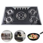 Plaque de cuisson  gaz 5 brleurs en acier inoxydable brleur intgr noir pour gaz gpl