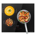 Plaque de cuisson induction comfee - 3 zones - 3 boosters - 7200w - l59 x p52 cm cih721t278k0 - noir