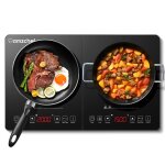 Plaque de cuisson  induction double avec contrle indpendant 3500w 20 niveaux de temprature minuterie ...