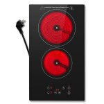 Plaque de cuisson vitrocramique - revtement verre noir - 2 foyers - 3000 w - 9 vitesses - encastrable ...