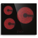 Plaque de cuisson vitroc�ramique 3 feux encastrable 5700w zones triple anneau italy ilva glass