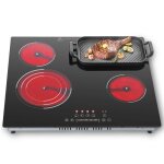Plaque vitroc�ramique 4 feux plaque de cuisson electrique 60cm 6700w 9 niveaux minuterie 1 - 99 minpour ...