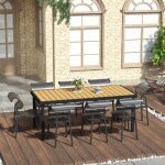 Plaque �paissie table de jardin pour 8 personnes table � manger aluminium 190 x 90 x 74 cm facile dentretien ...