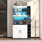 Plaque paissie100x47x187cm armoire de cuisine buffet avec clairage ambiant  led et trous de cble ...