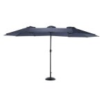 Plaque �paissie14. 8ft grand parapluie rectangulaire ext�rieur double face avec manivelle (bleu marine) ...