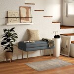 Plaque �paissiecanap� banquette rembourr�e rangement avec aspect velours gris canap� - lit pieds en acier ...