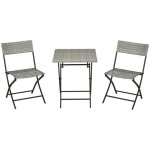 Plaque épaissieensemble de meubles de balcon en rotin 3pcs bistro avec 2 chaises pliantes et table pliante ... Plaque épaissieensemble de meubles de balcon en rotin 3pcs bistro avec 2 chaises pliantes et table pliante ...