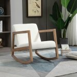 Plaque �paissiehomem rocking chair chaise relaxante avec cadre en bois rembourr� salon bois de caoutchouc ...