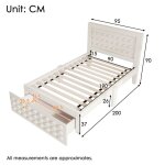 Lit en bois lit simple 90x190 cmcadre en bois massif avec grilleavec tiroirs et espace de rangement sous ...