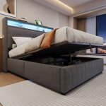 Plaque �paissielit rembourr� 160 * 200 cm avec �clairage led et prise usb t�te de lit avec �tag�res et ...