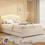 Plaque �paissielit rembourr� 90x200cm lit avec sommier � lattes (sans matelas) �clairage de la pi�ce ...