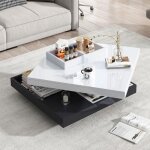 Plaque �paissietable basse table de salon pivotant � 360� table pivotante � 2 niveaux avec compartiment ...