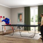 Plaque �paissietable de ping - pong ext�rieure piscine pliante avec filet roulettes 2 raquettes de ping ...