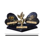 Plaque fun�raire en granit coeur et colombe double