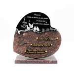 Plaque fun�raire en granit coeur double noir fauvette